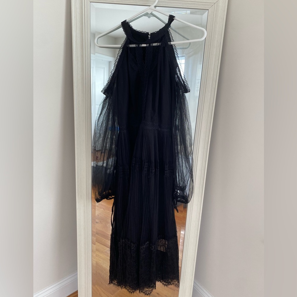 Long sleeve black lace dress